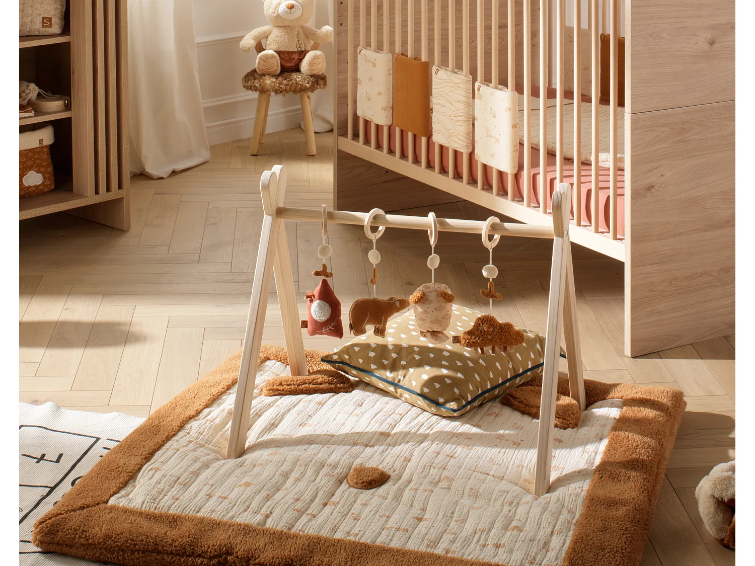 Grand tapis de jeu en double gaze de coton et sherpa ORSINO - Sauthon