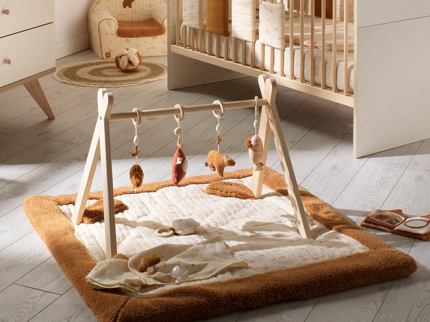 Grand tapis de jeu en double gaze de coton et sherpa ORSINO - Sauthon