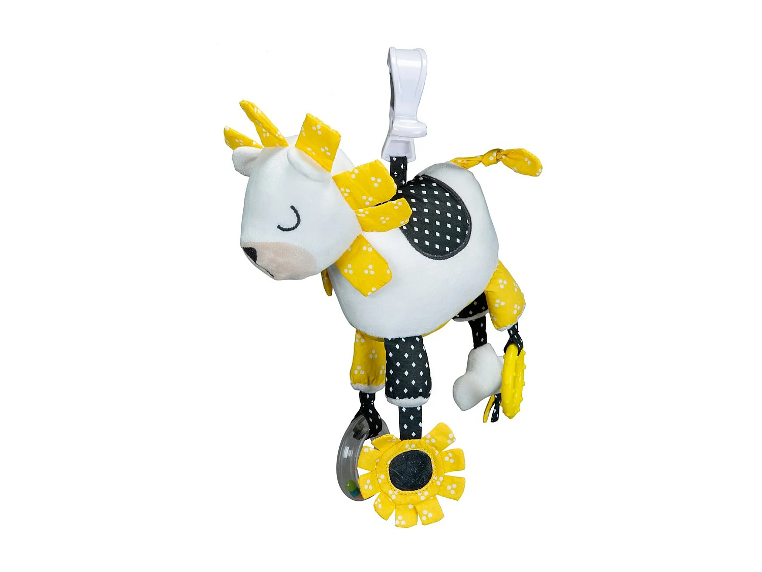 Jouet d'activites en velours blanc PLUCHE ET POMPON - Sauthon