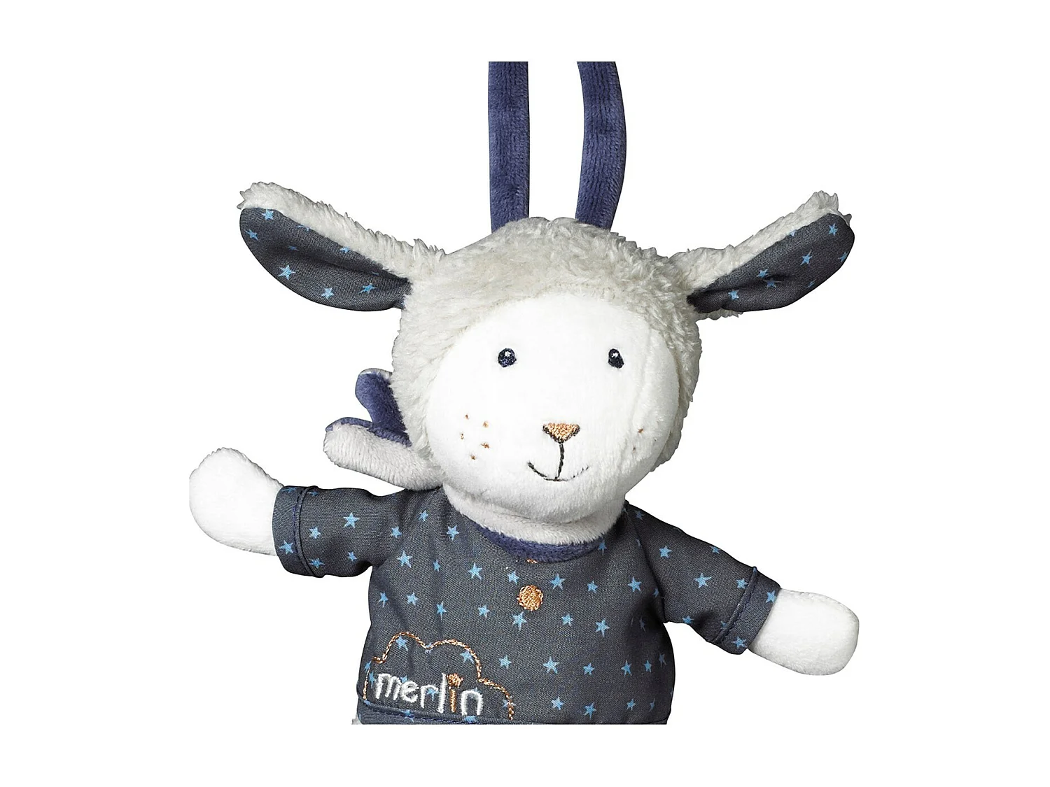 Peluche Mini Musical Mouton en velours blanc MERLIN - Sauthon