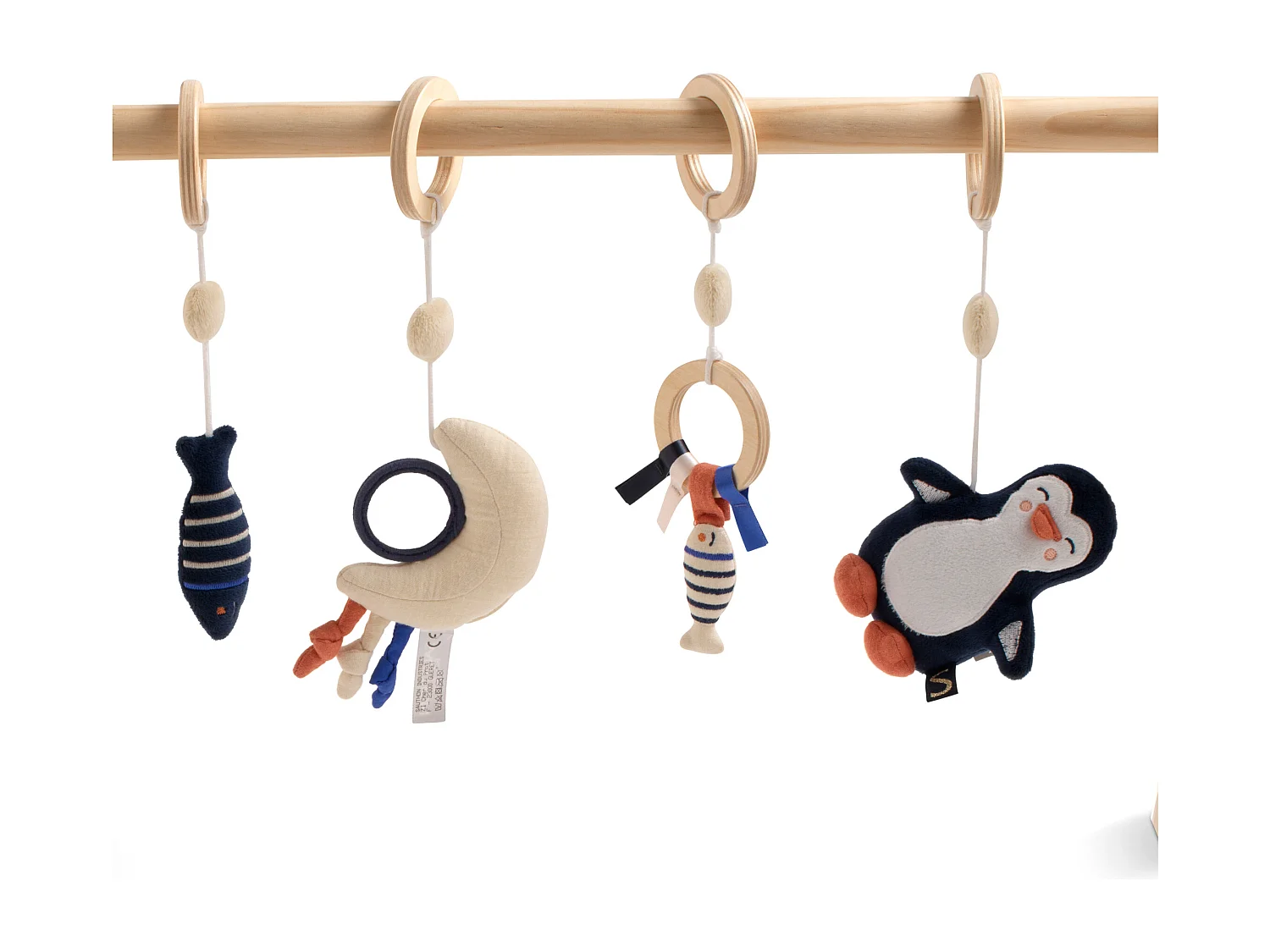 Arco de aprendizaje de madera con 4 juguetes