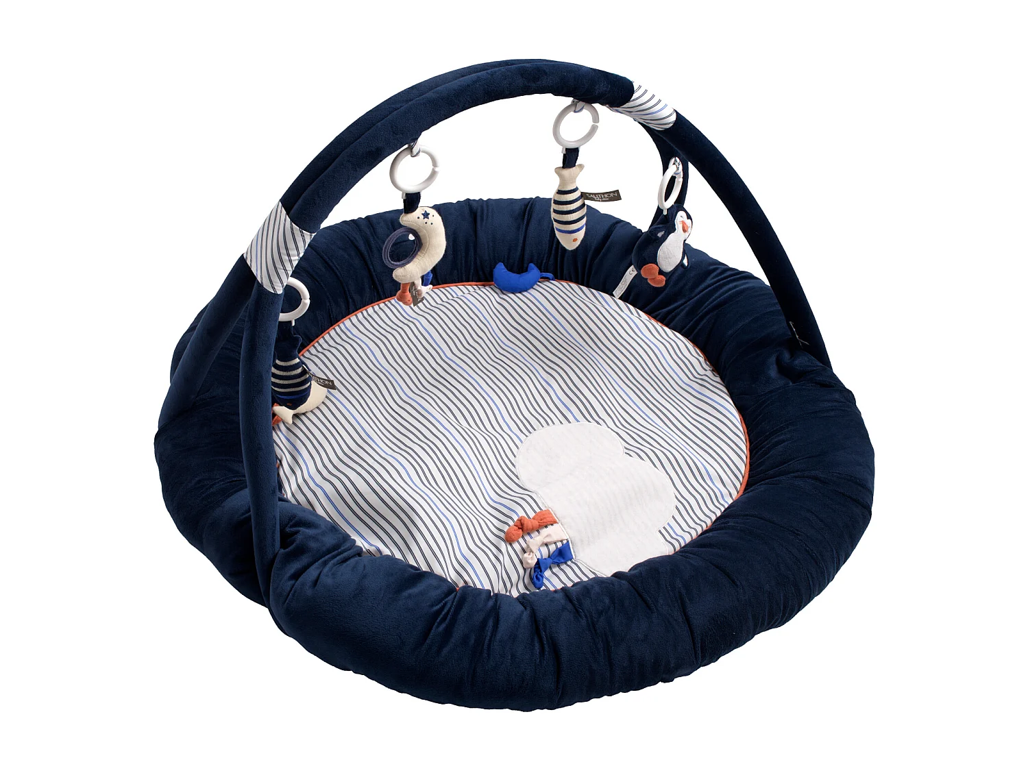 Tapis d'éveil marinière en velours bleu BABY SAILOR - Sauthon