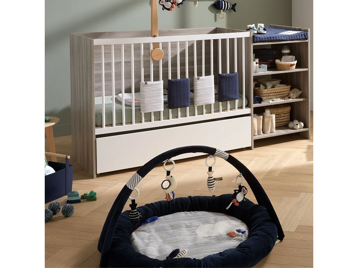 Tapis d'éveil marinière en velours bleu BABY SAILOR - Sauthon