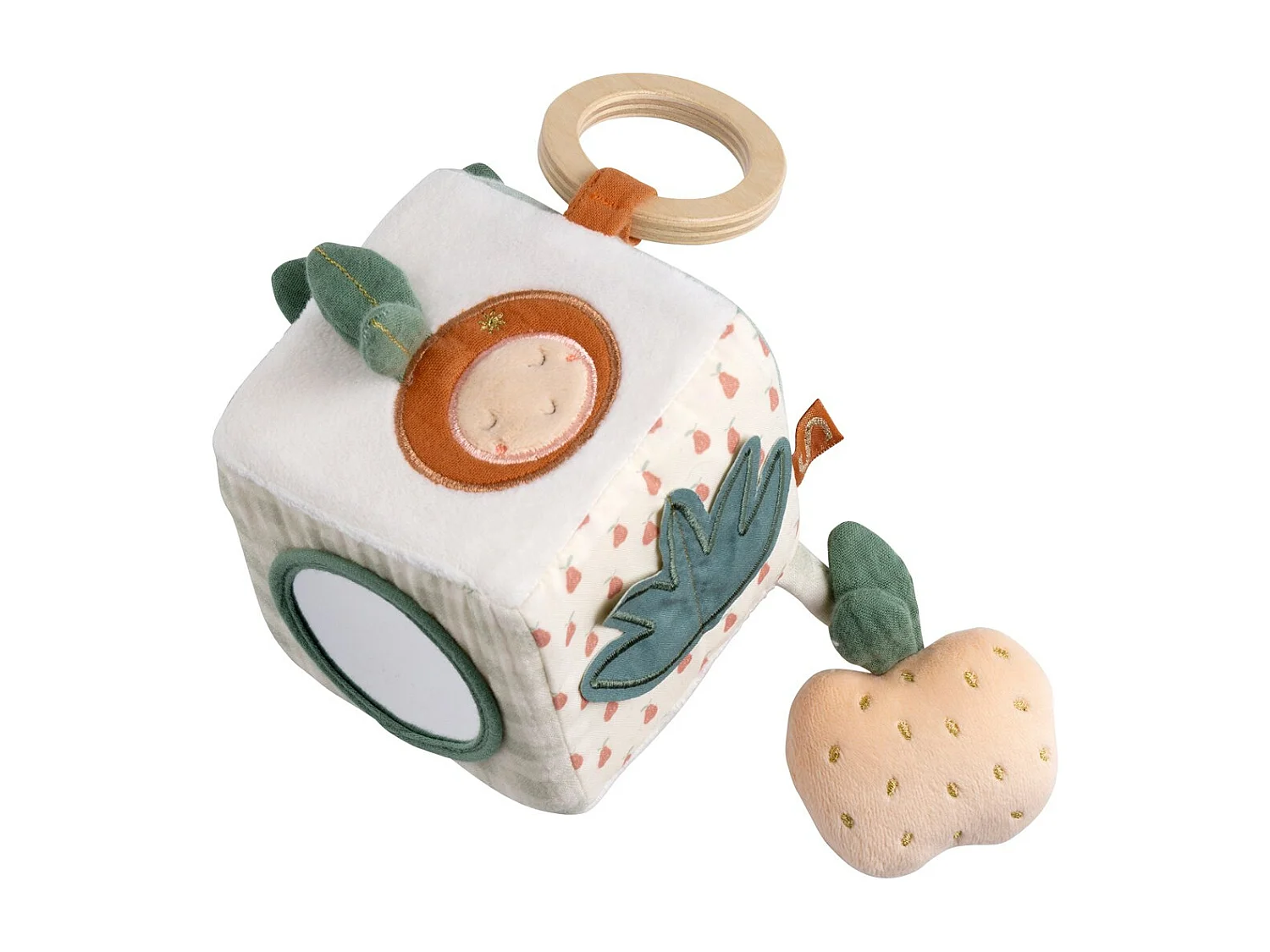 Cubo de actividades para bebés de terciopelo blanco