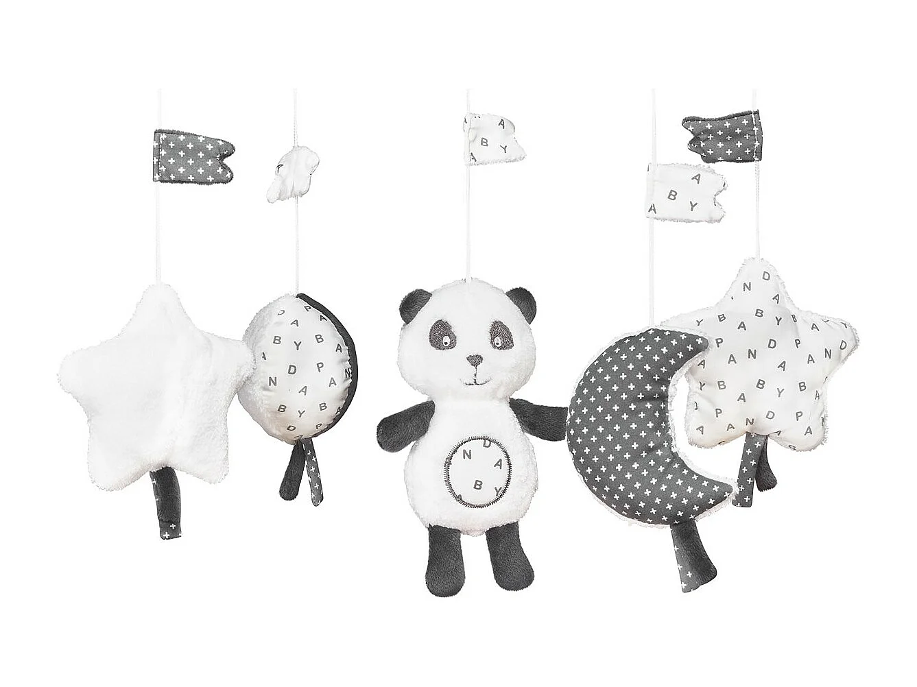 Móvil musical de terciopelo blanco