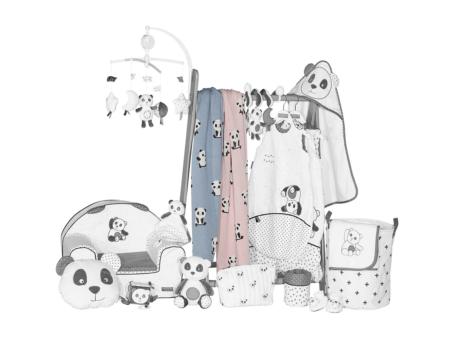 Móvil musical de terciopelo blanco