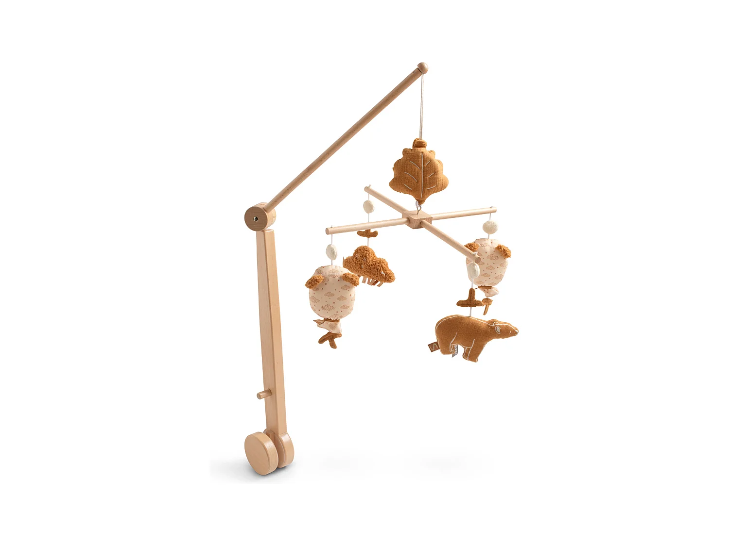 Mobile musical en bois avec jouets ours en gaze de coton ORSINO - Sauthon