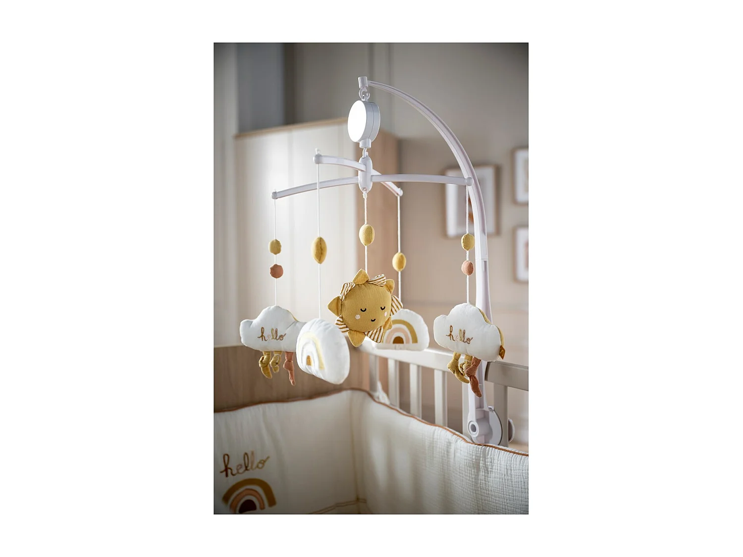 Mobile musical en coton blanc SUNLIGHT - Sauthon