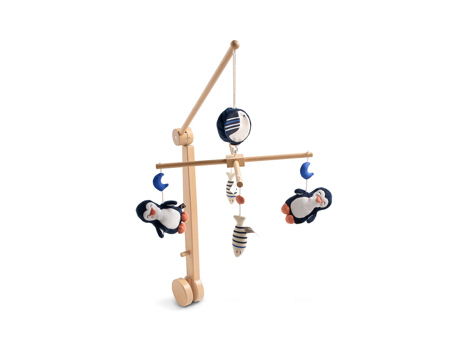 Mobile musical en bois avec jouets pingouin BABY SAILOR - Sauthon