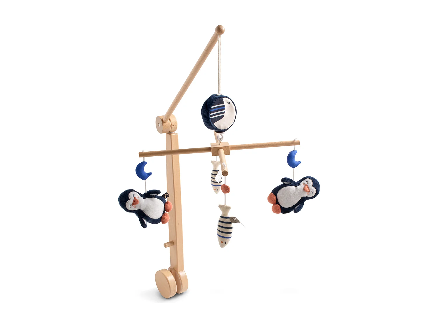 Mobile musical en bois avec jouets pingouin BABY SAILOR - Sauthon