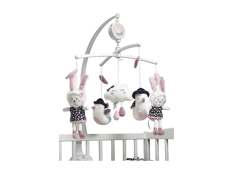 Móvil musical de poliéster blanco