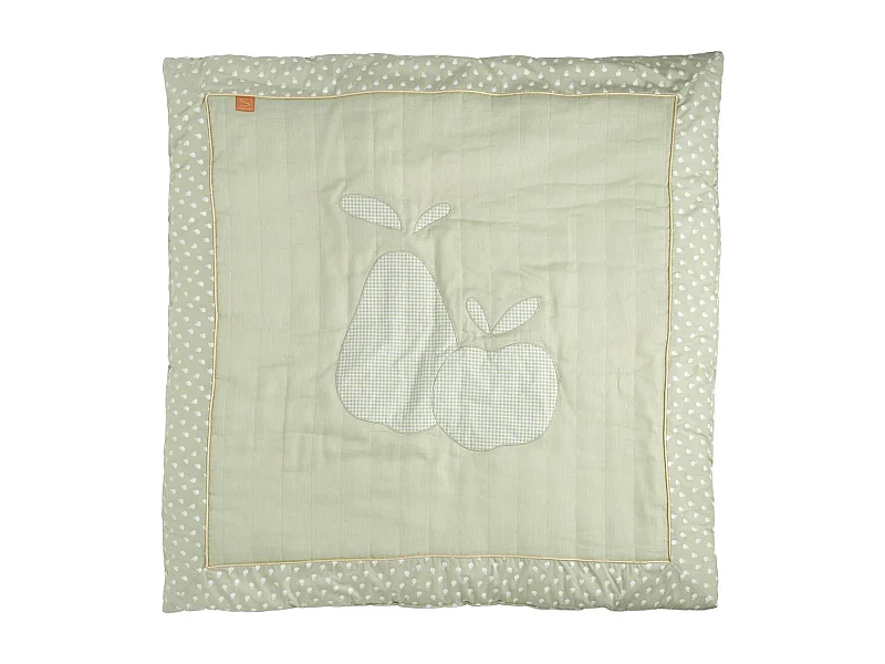 Grand tapis 100x100 cm en Lin Vert tilleul BOTANICA - Sauthon