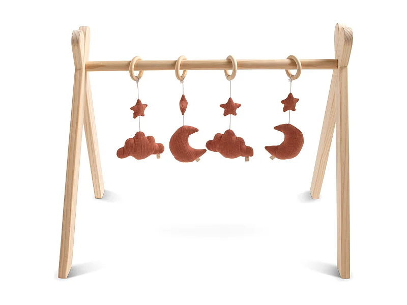 Arco de aprendizaje de madera con 4 juguetes