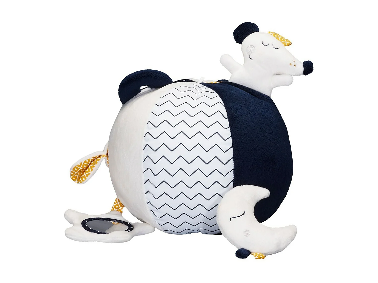 Balle d'activités en velours blanc HELLO - Sauthon