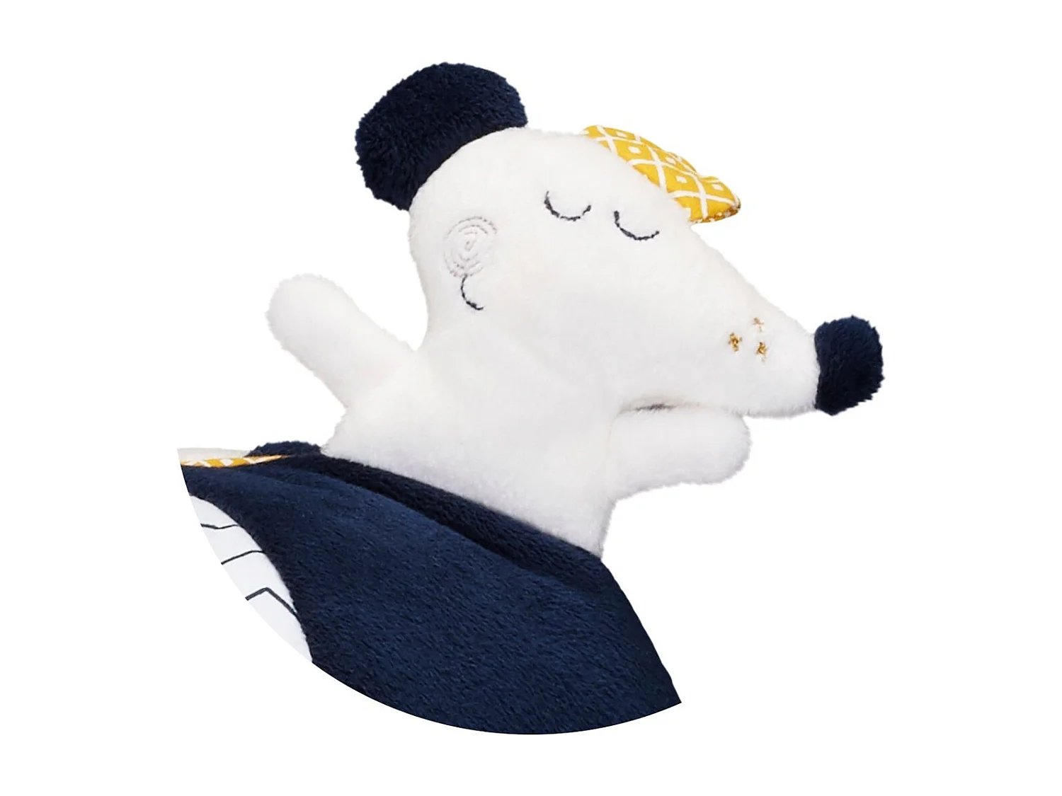 Balle d'activités en velours blanc HELLO - Sauthon