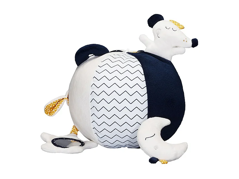 Balle d'activités en velours blanc HELLO - Sauthon