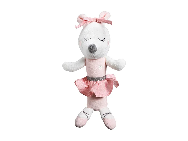 Sonajero ratón bailarina de terciopelo rosa