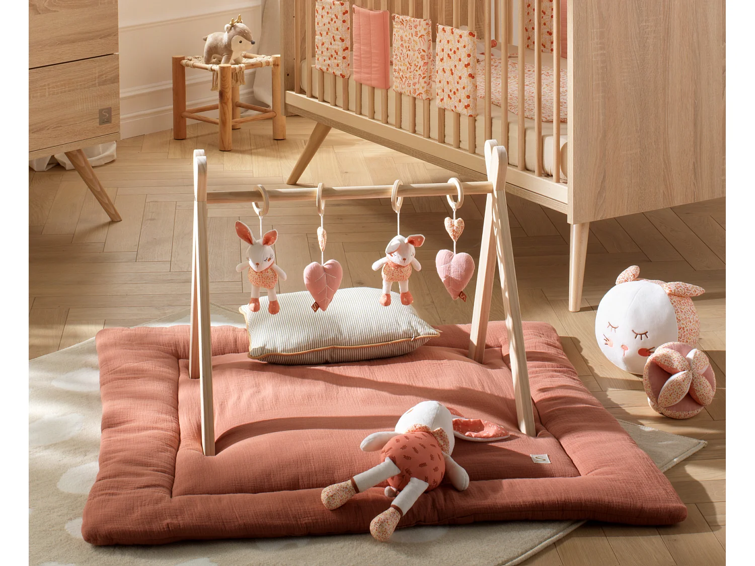 Grand tapis de jeu en double gaze de coton UNI TERRACOTTA - Sauthon