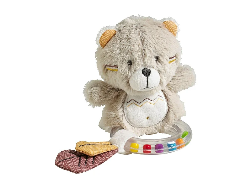 Sonajero oso terciopelo beige