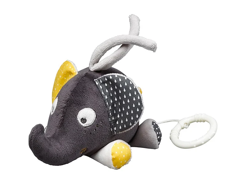 Mini Elefante Musical de terciopelo gris