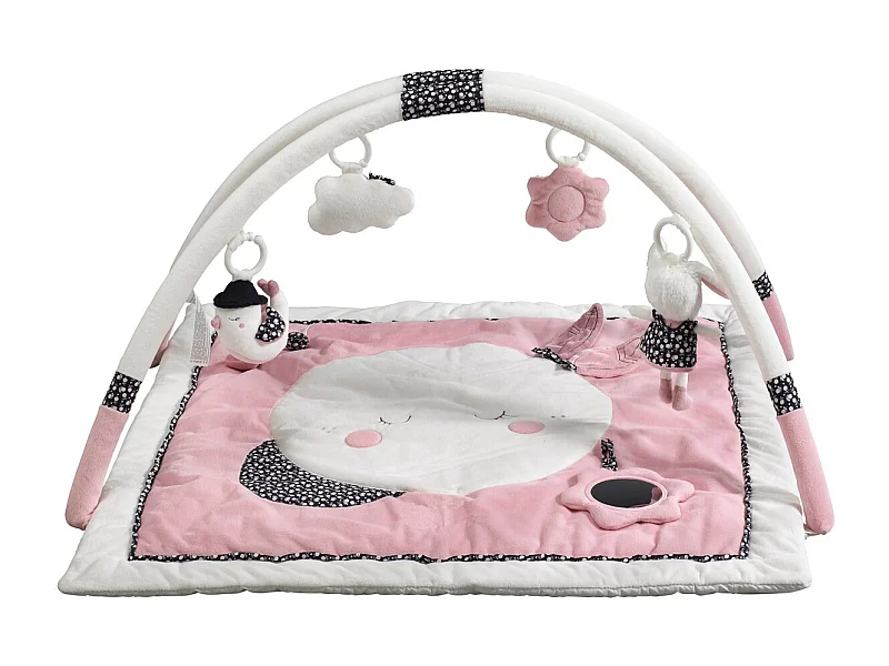 Alfombra de juegos para bebé Lune 77x79cm en poliéster rosa