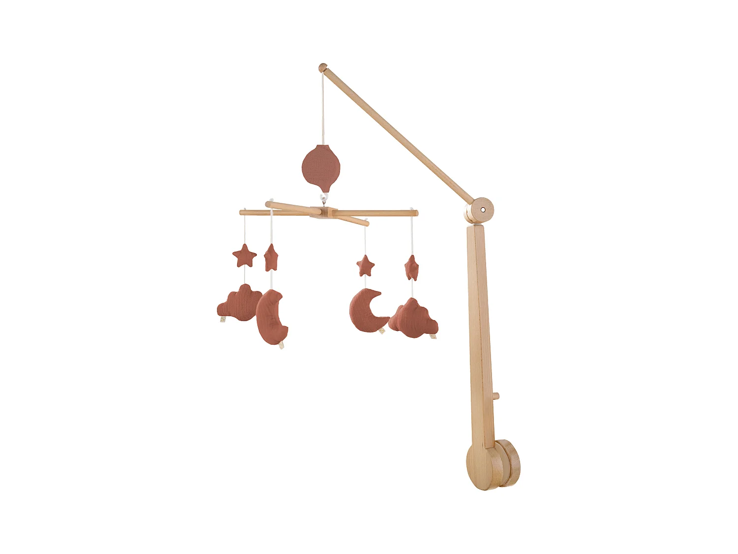 Mobile musical bébé en bois avec 4 jouets UNI TERRACOTTA - Sauthon