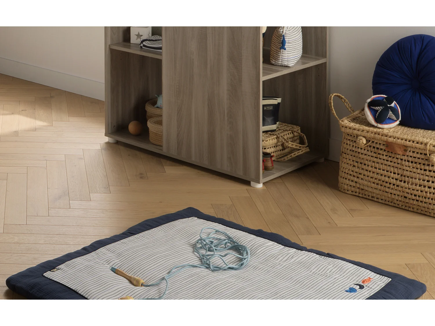 Gran alfombra de juegos de doble gasa de algodón marinière