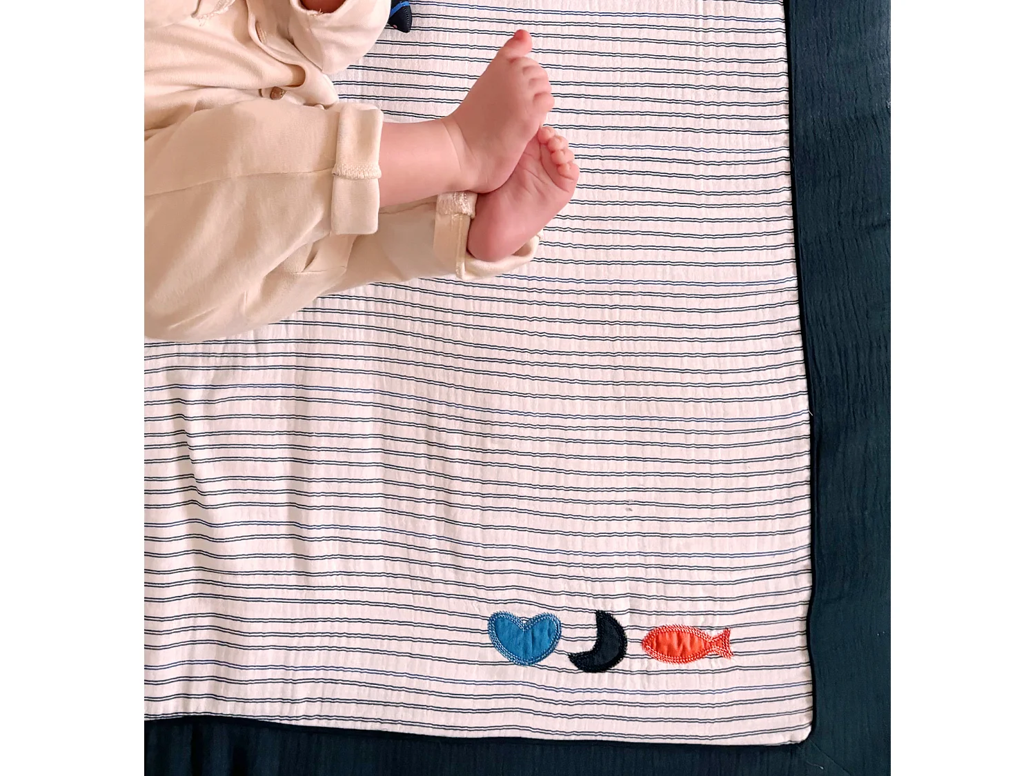 Gran alfombra de juegos de doble gasa de algodón marinière