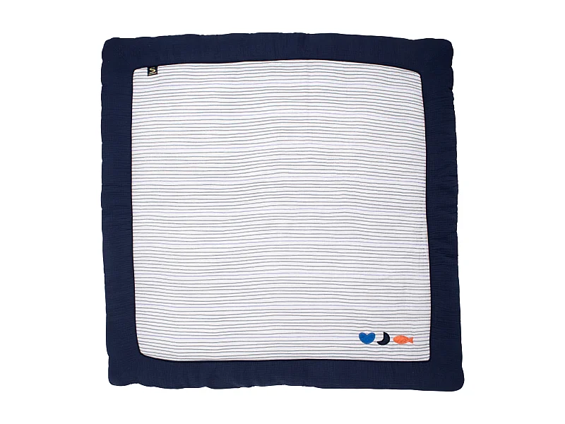 Grand tapis de jeu en double gaze de coton marinière BABY SAILOR - Sauthon