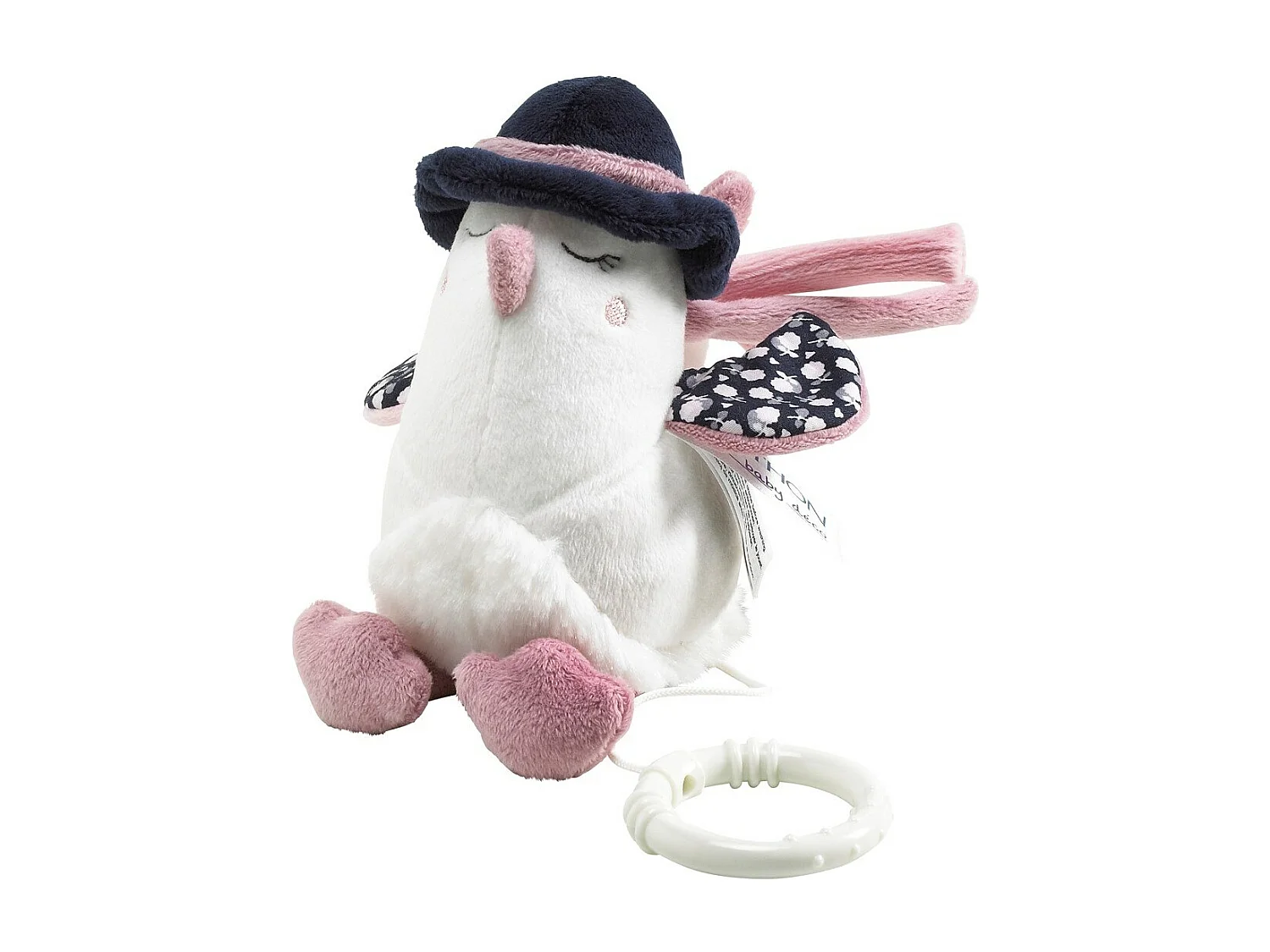 Peluche Mini Musical Oiseau en velours blanc MISS FLEUR DE LUNE - Sauthon