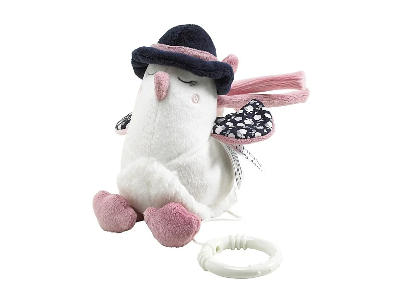 Peluche Mini Musical Oiseau en velours blanc MISS FLEUR DE LUNE - Sauthon
