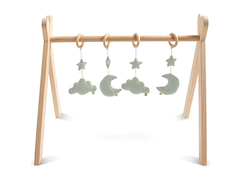 Arco de aprendizaje de madera con 4 juguetes