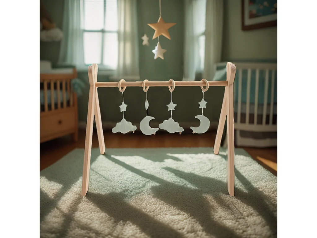 Arco de aprendizaje de madera con 4 juguetes