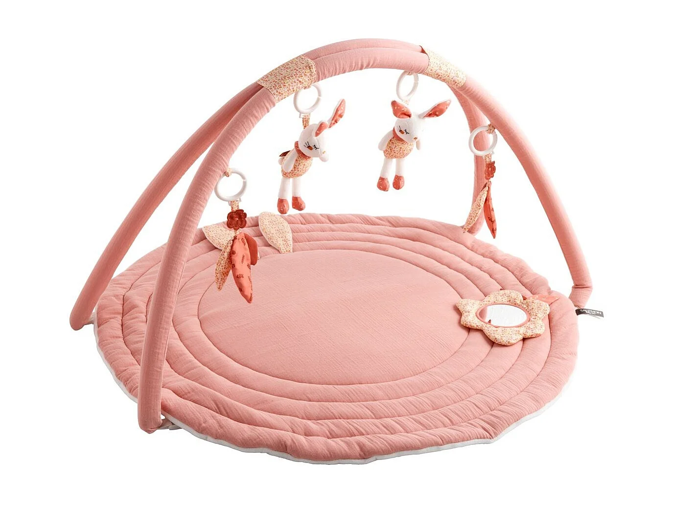 Alfombra de juego con arcos de algodón rosa