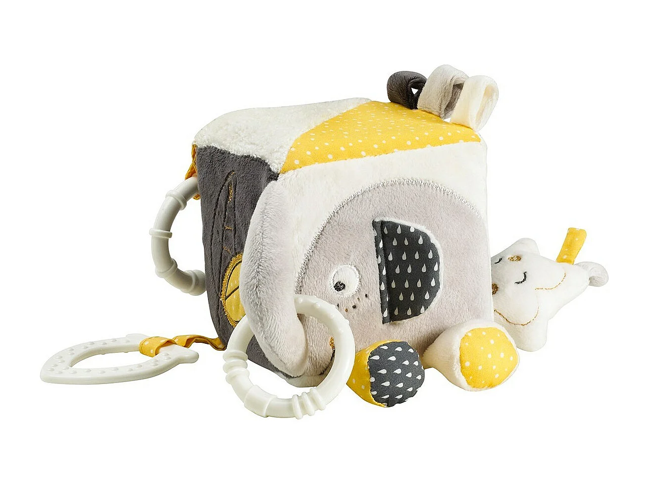 Cube d'activités bébé en velours gris BABYFAN - Sauthon