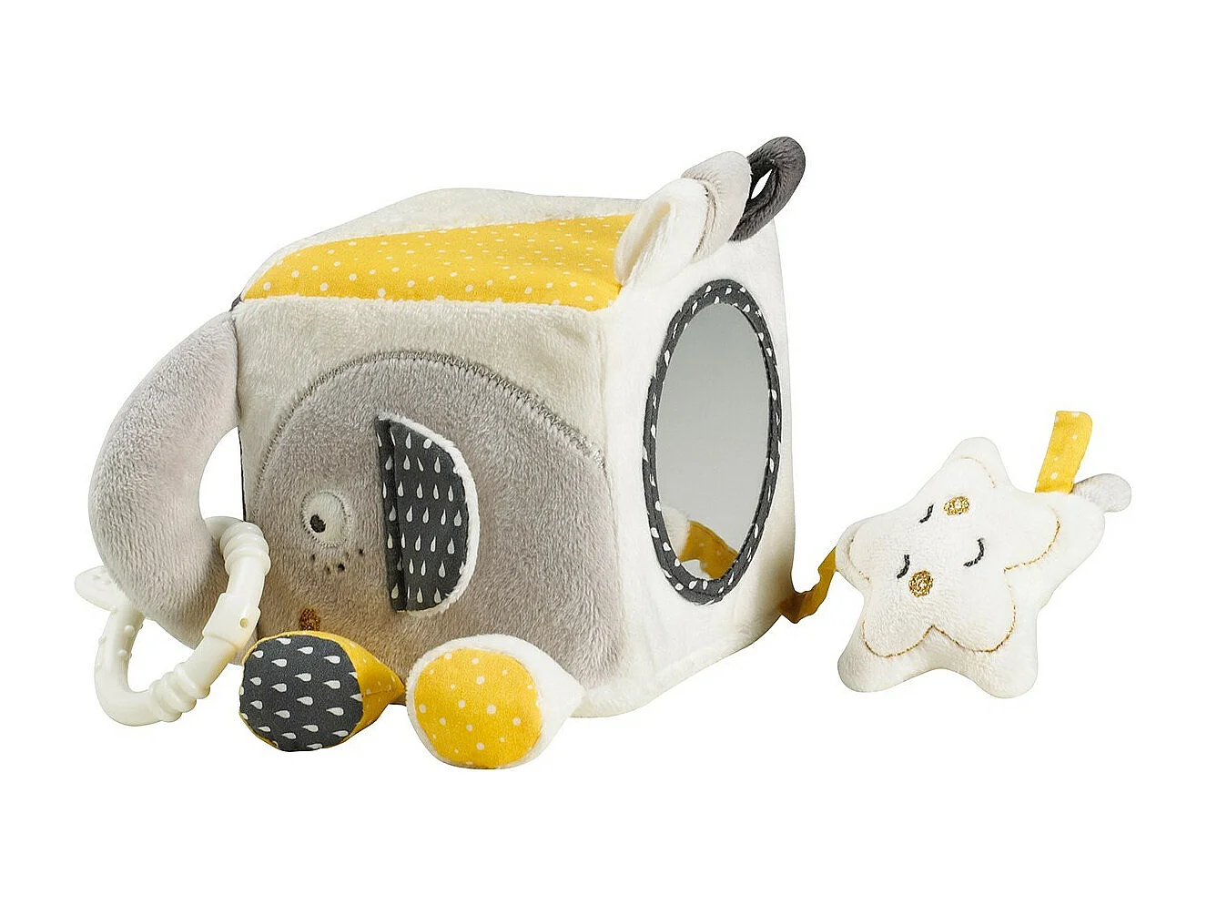 Cubo attività per bambini in velluto grigio