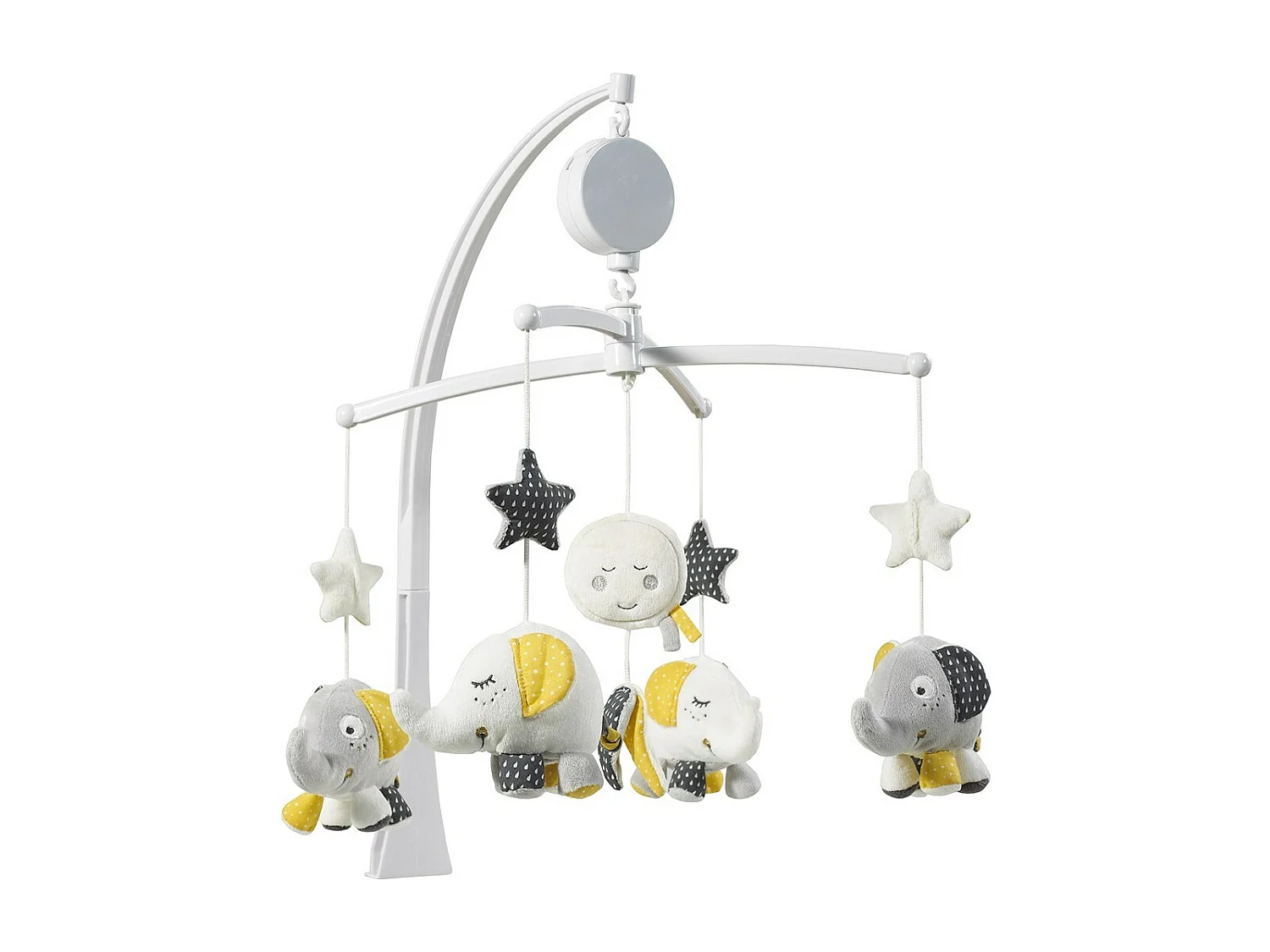 Mobile musical bébé Eléphant en coton gris BABYFAN - Sauthon