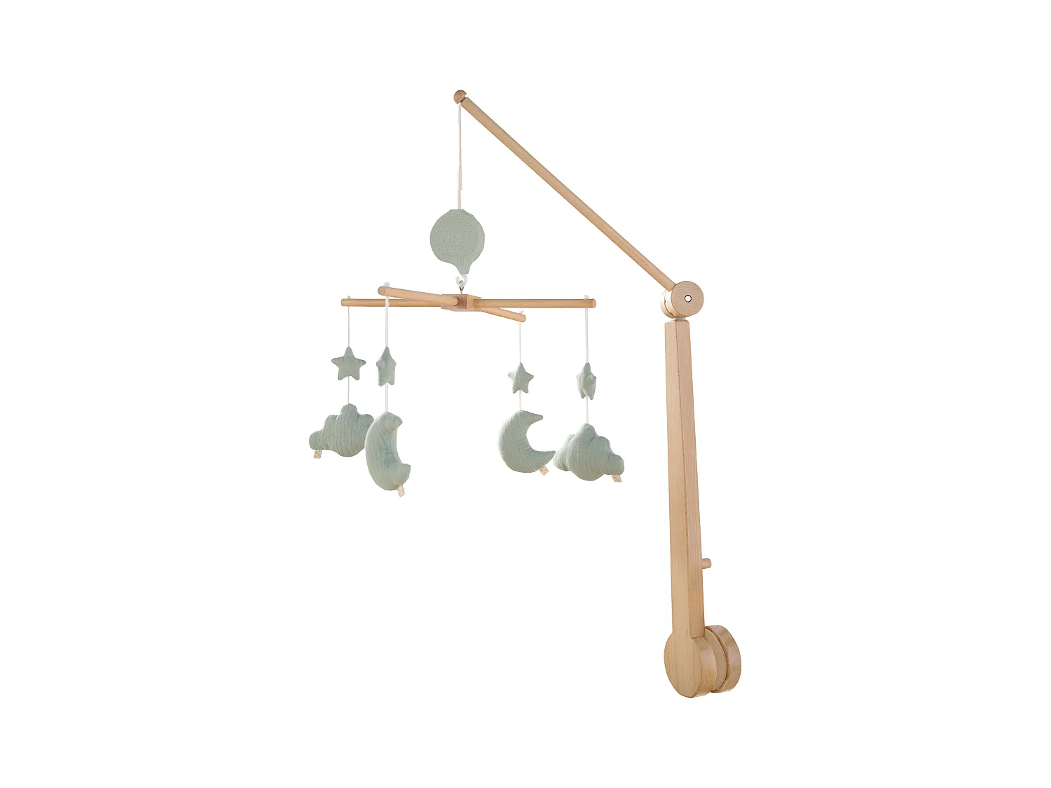 Mobile musical bébé en bois avec 4 jouets UNI SAUGE - Sauthon