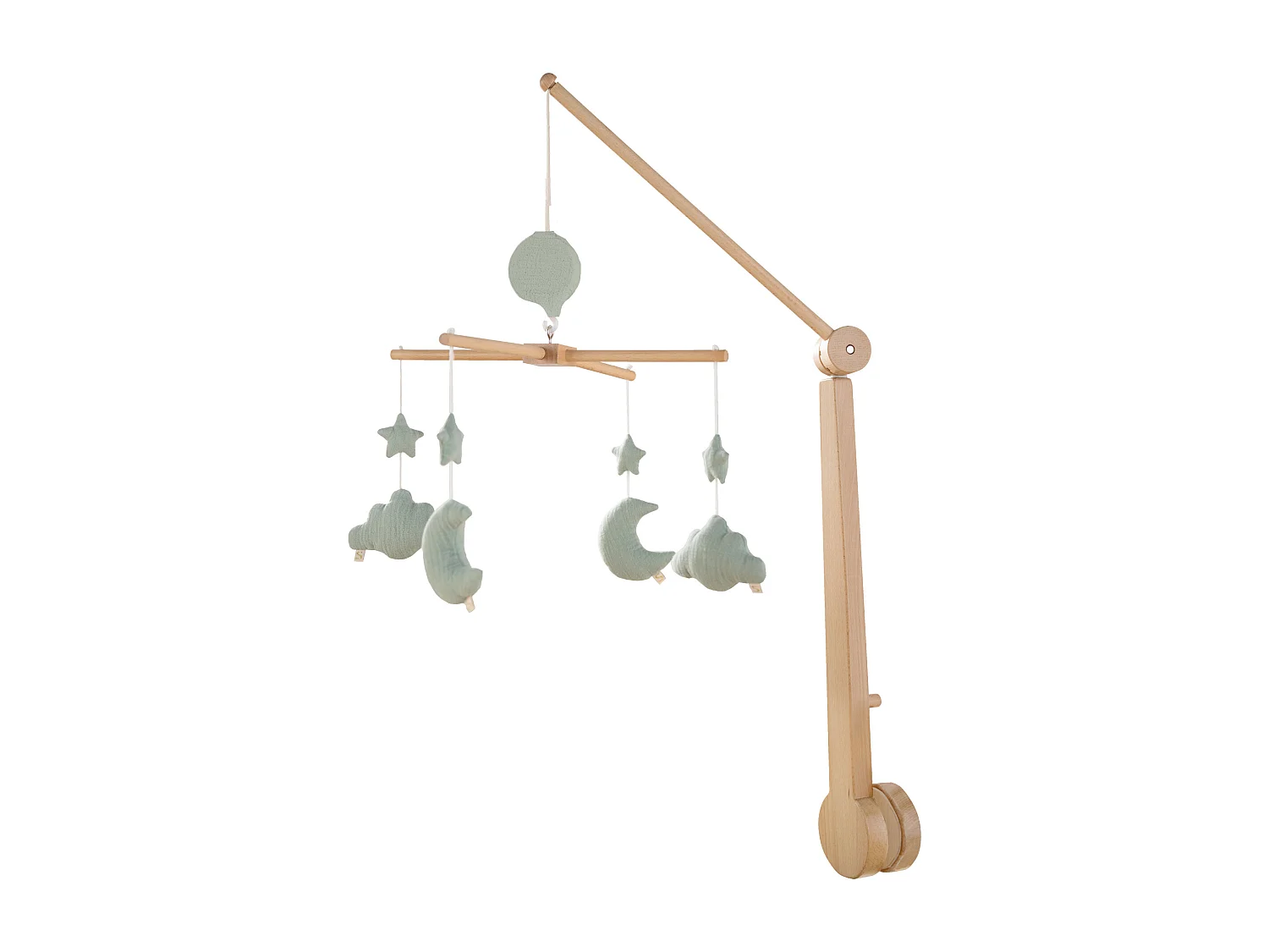 Giostrina musicale per bambini in legno con 4 giocattoli