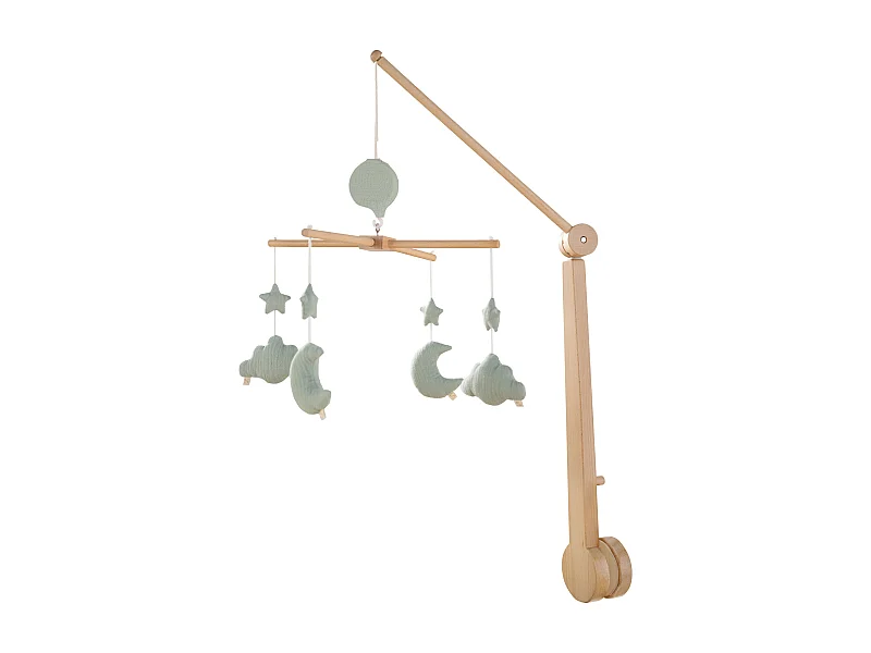 Mobile musical bébé en bois avec 4 jouets UNI SAUGE - Sauthon