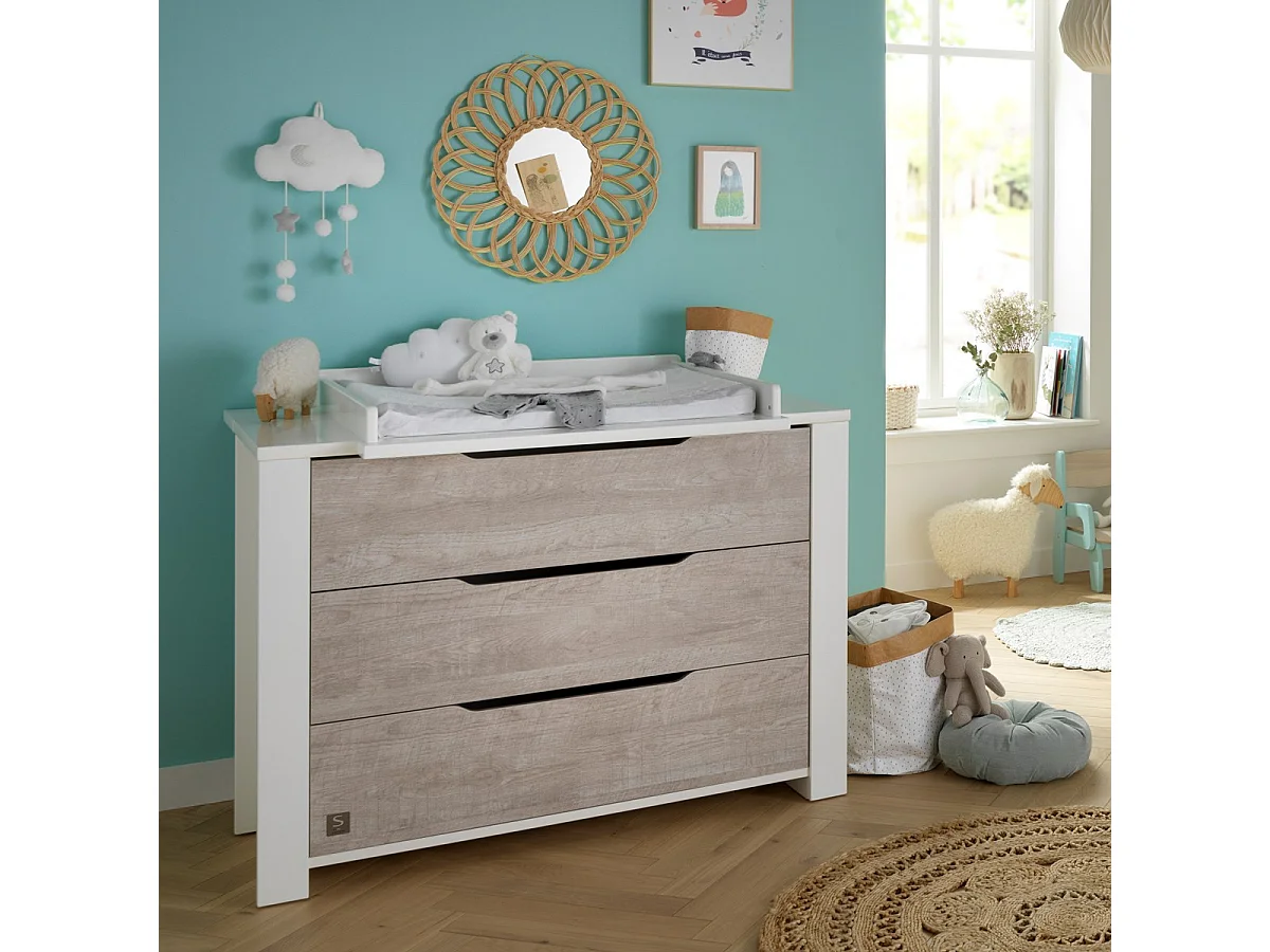 Plan à langer pour commode en bois blanc LOFT - Sauthon