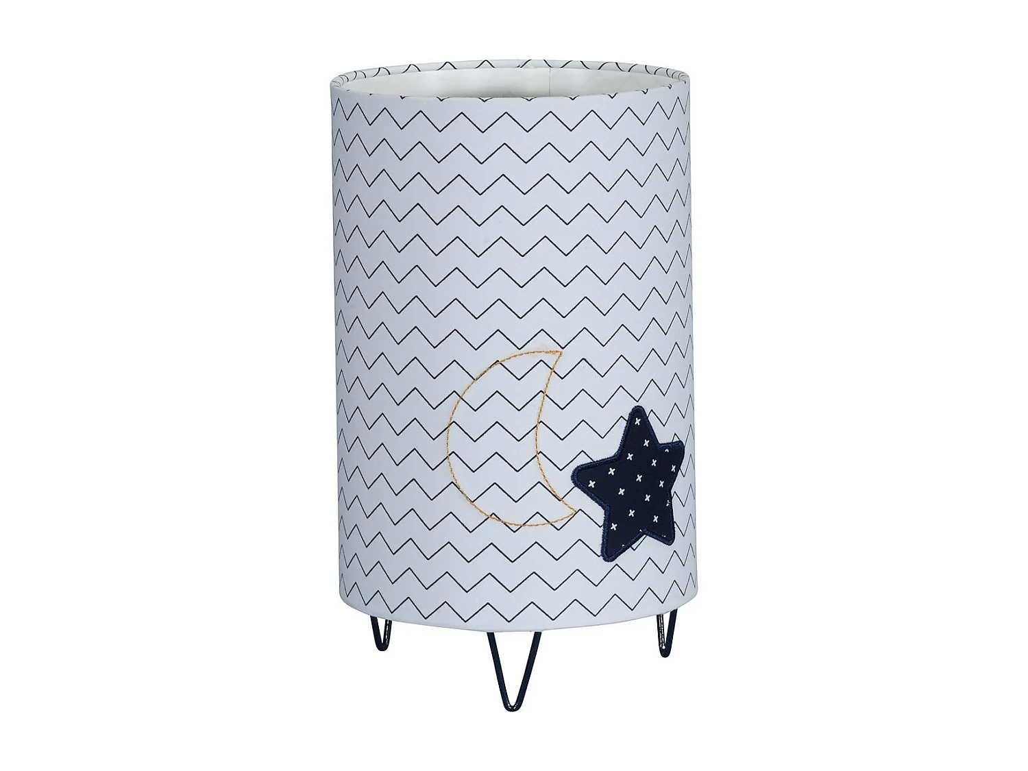 Lampada da tavolo con piede in metallo di cotone bianco