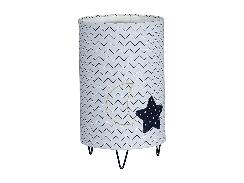 Lampada da tavolo con piede in metallo di cotone bianco