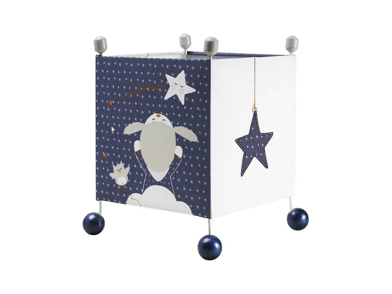 Luminaire enfant à poser en Tissu Bleu MERLIN - Sauthon