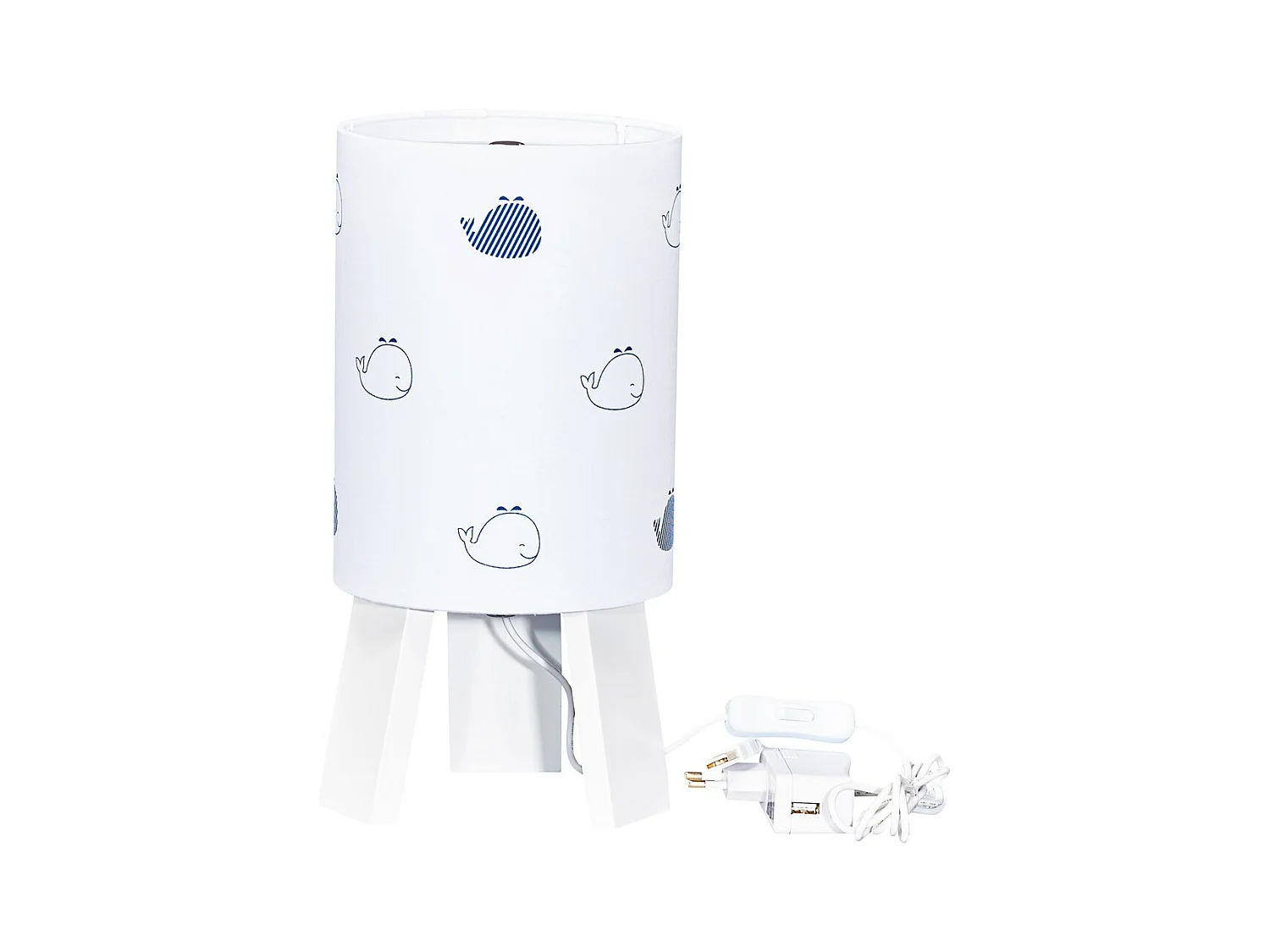 Lámpara de mesilla de noche de algodón blanco