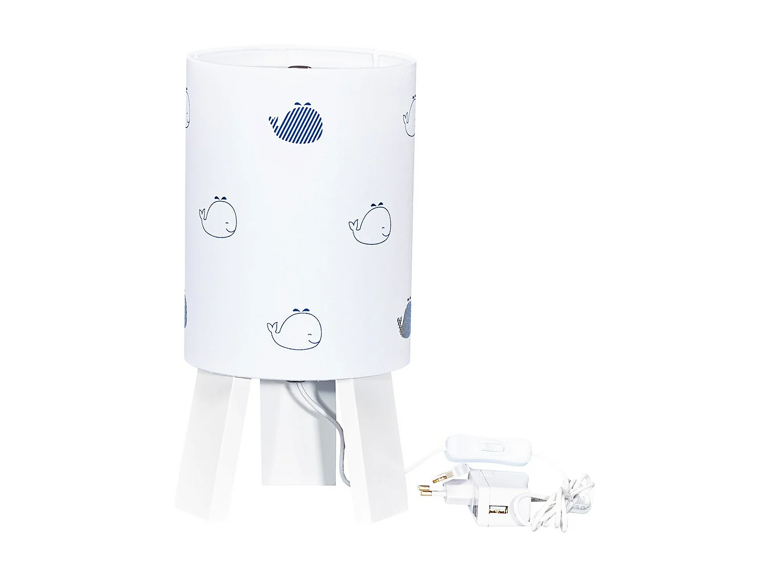 Lámpara de mesilla de noche de algodón blanco