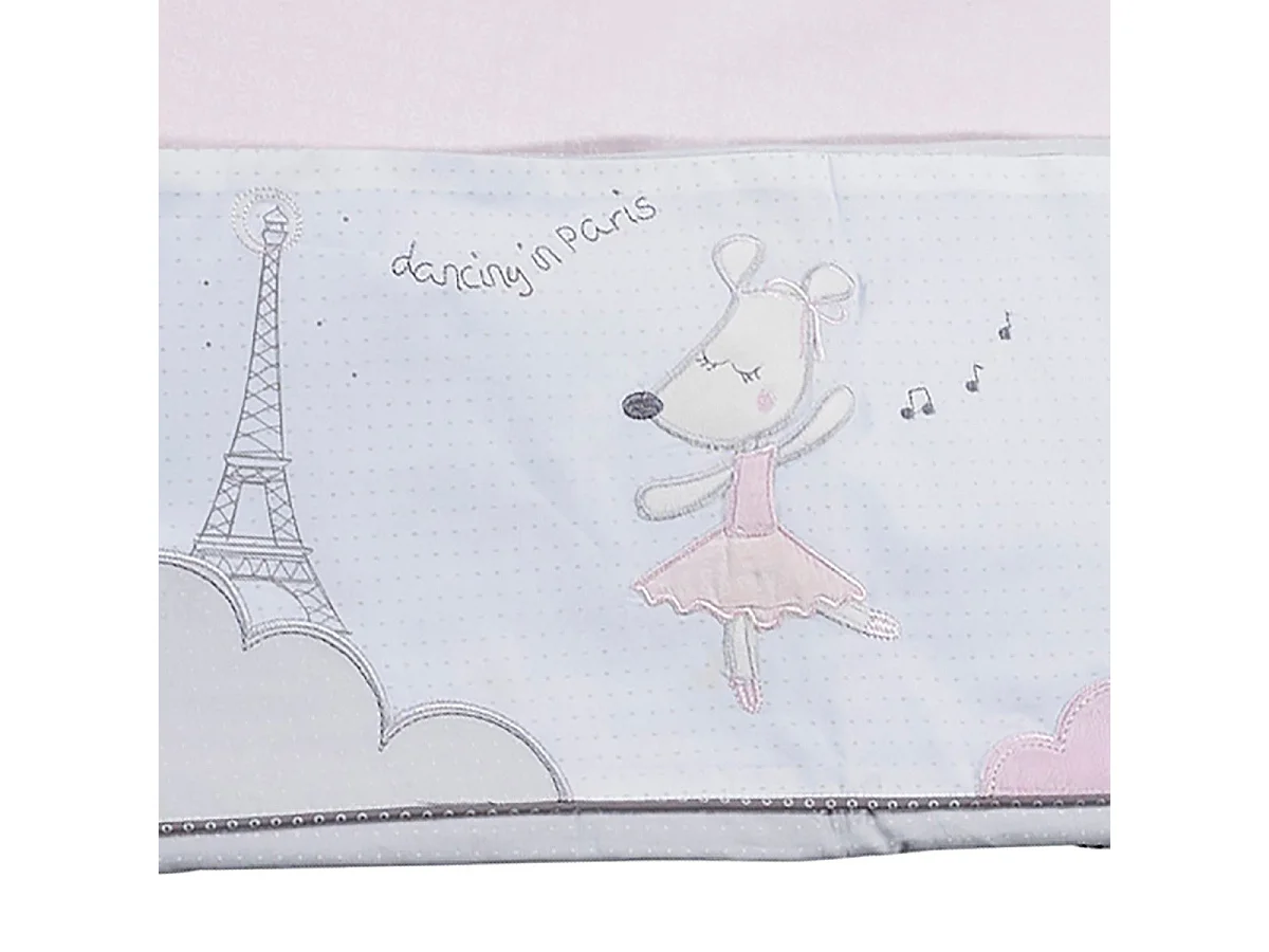 Juego de cuna de algodón rosa 190x140cm y funda de almohada