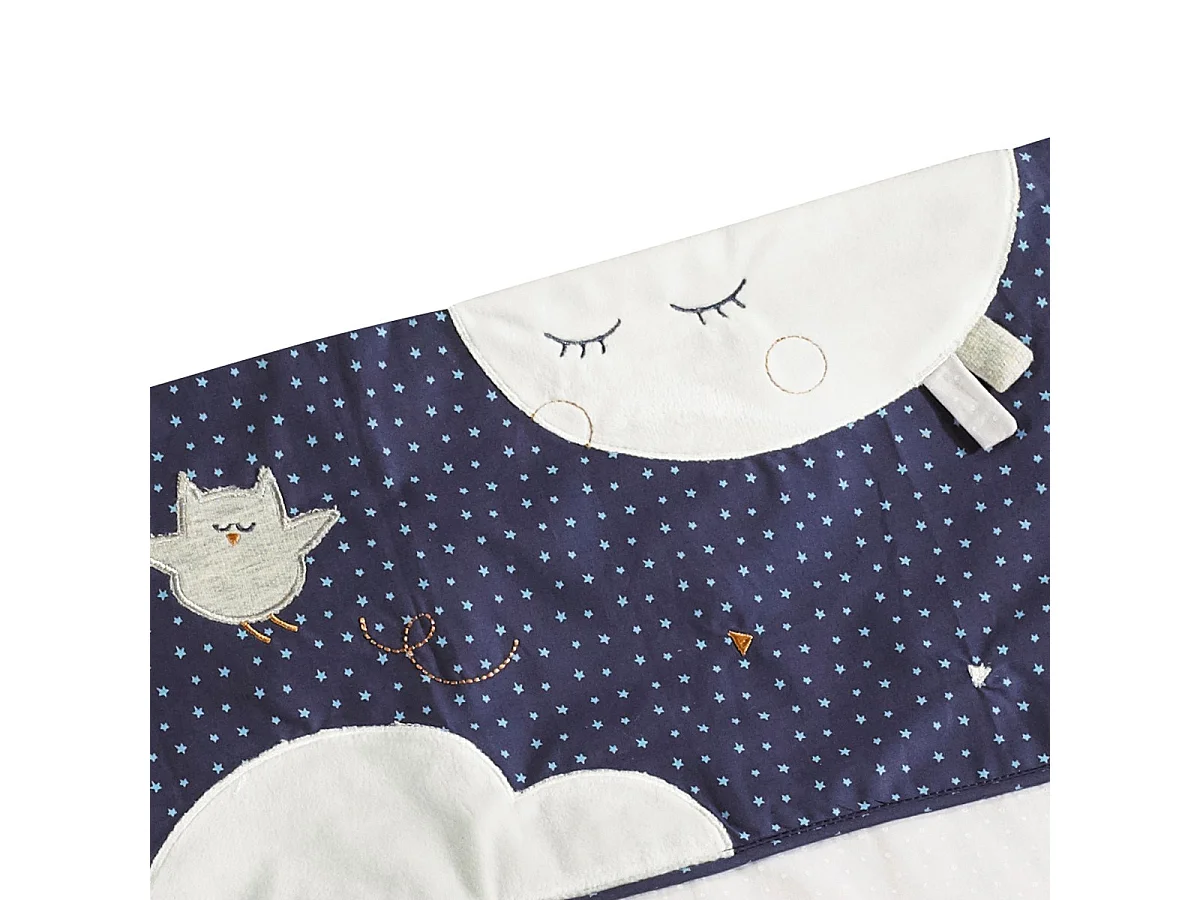 Parure de lit bébé 190x140cm et taie en coton bleu MERLIN - Sauthon