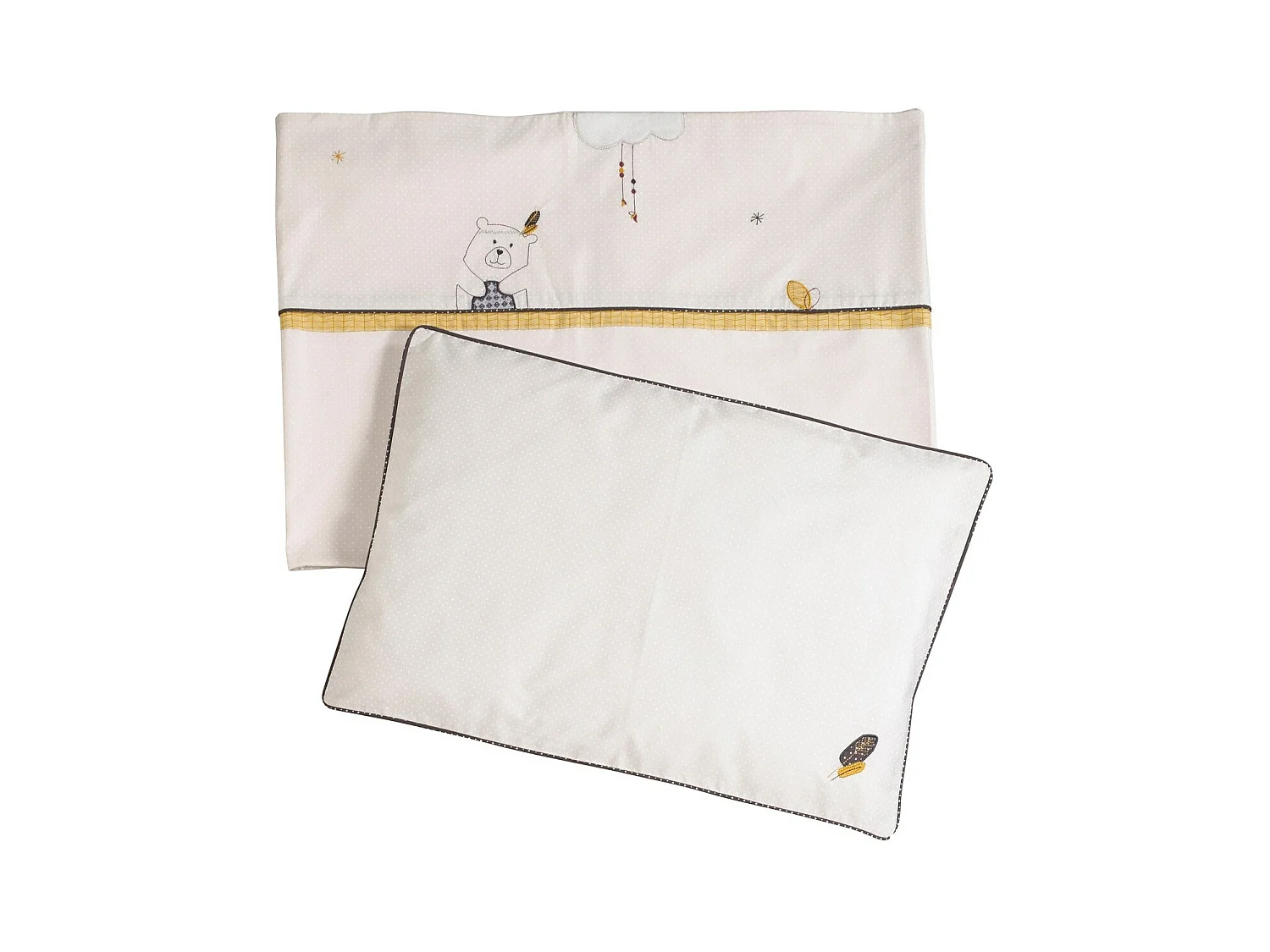 Set da culla in cotone beige 190x140cm e federa per cuscino