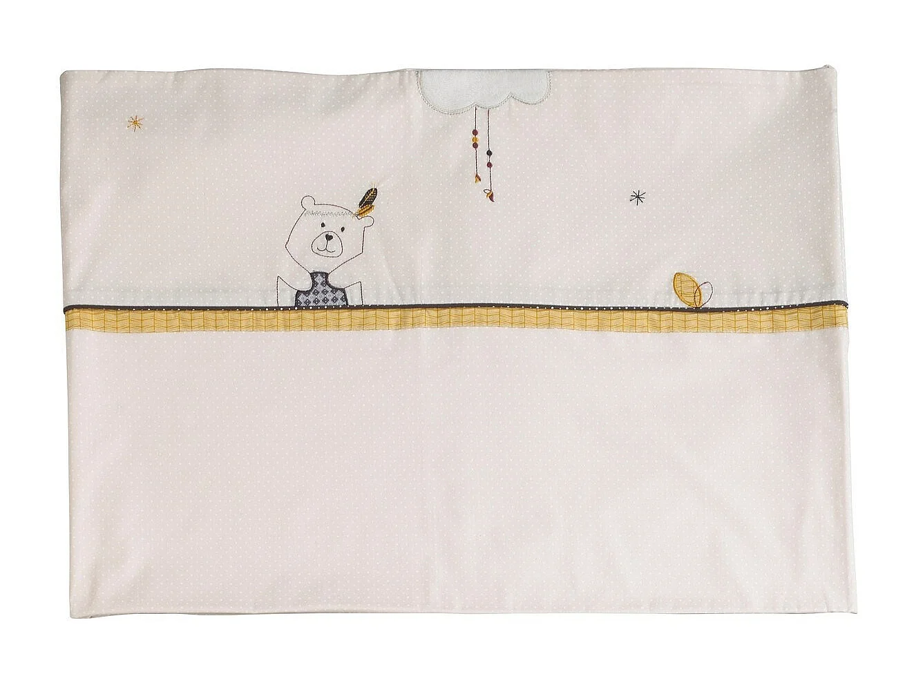 Juego de cuna de algodón beige 190x140cm y funda de almohada